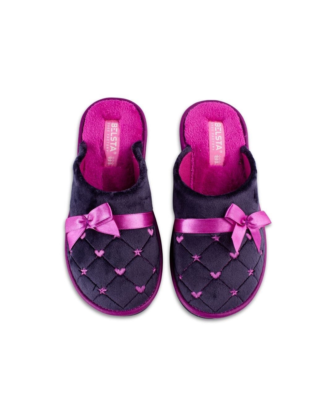 Papuci de casă cu fundiță satinată