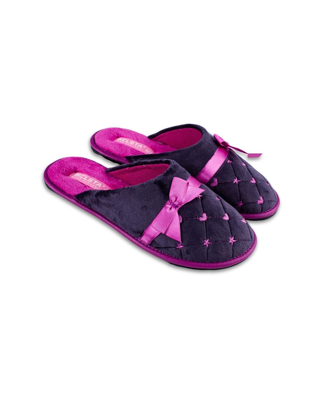 Papuci de casă cu fundiță satinată