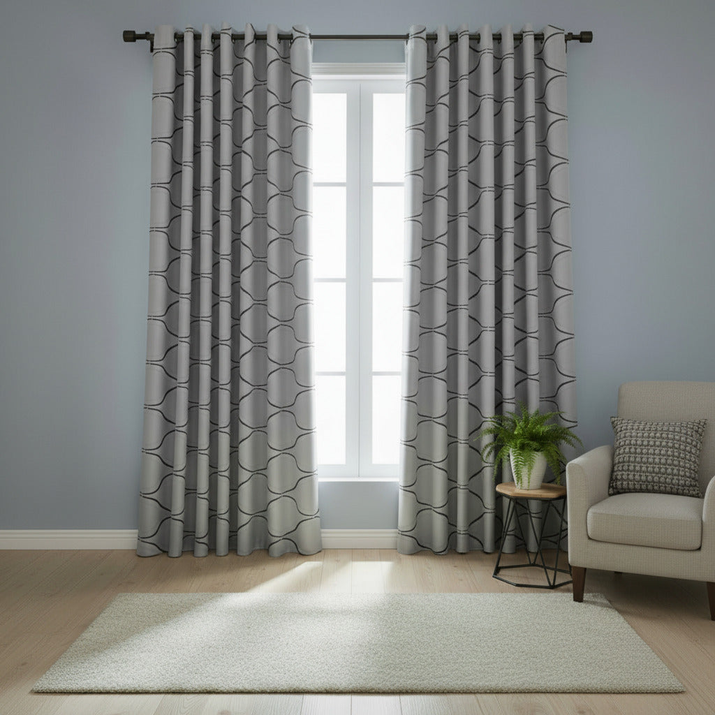 Draperie Blackout Gri 150x250 cm – Set 2 Bucăți, Gata Lucrată cu Rejansă - EmaCarpets
