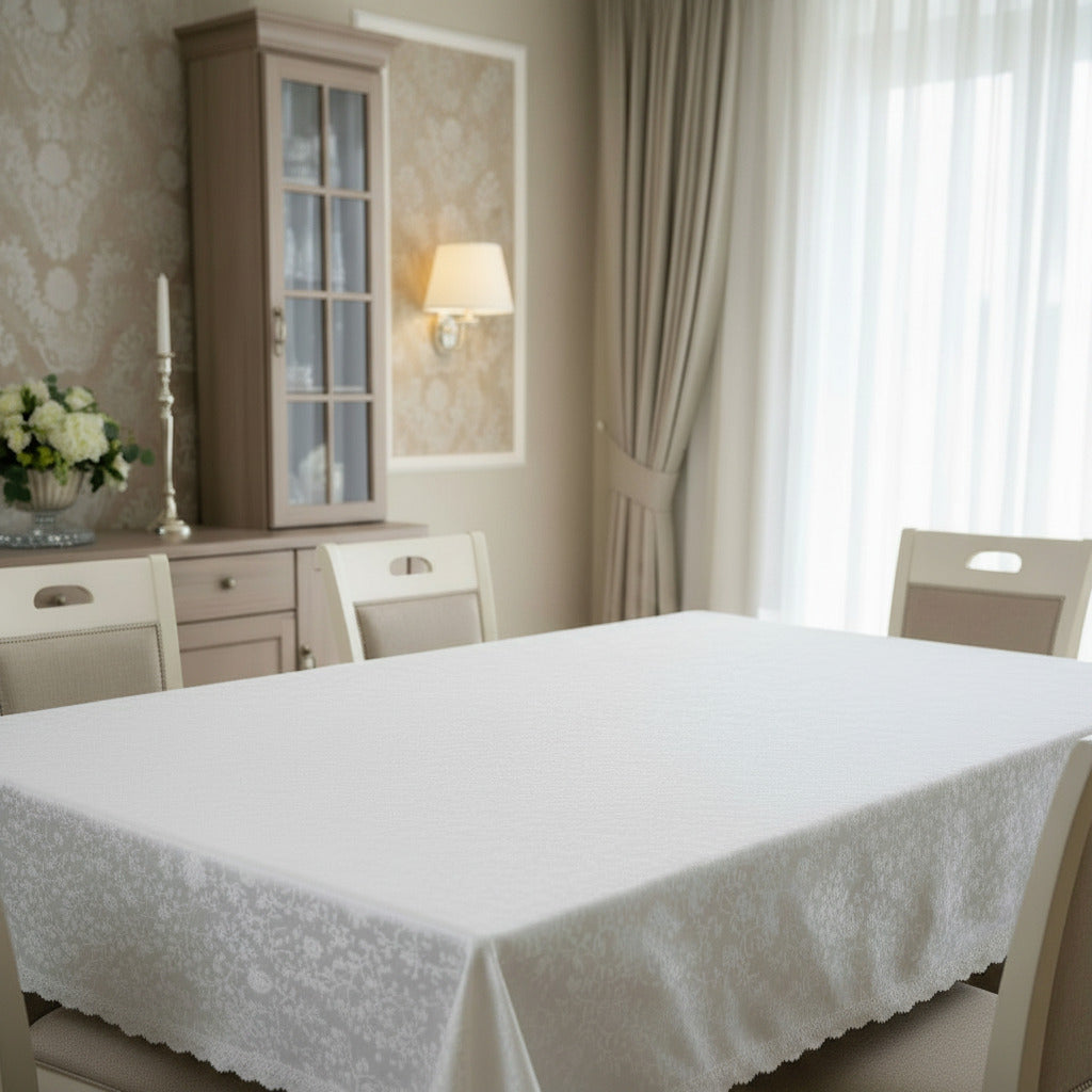 Față de Masă Elegance cu Model Floral – Alb | 100x140 cm - EmaCarpets