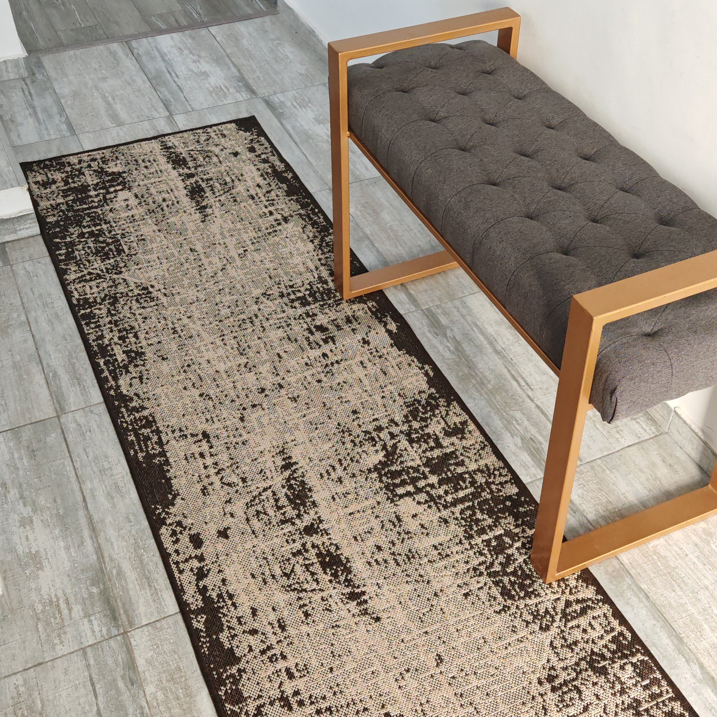 Traversa antiderapanta Flex 726 crem/maro, latime 75 cm (surfilata)
