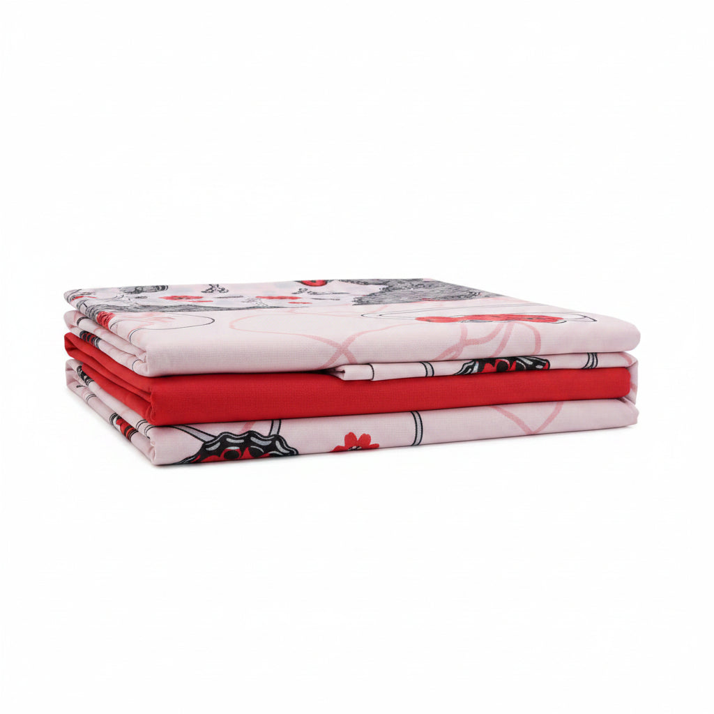 Lenjerie de Pat Florală Premium – Flori și Fluturi | Set 4 Piese - EmaCarpets