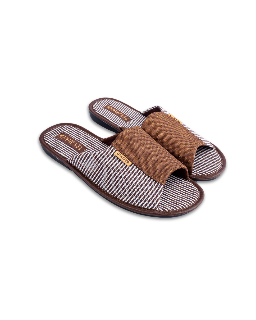 Papuci de casă din textil maro