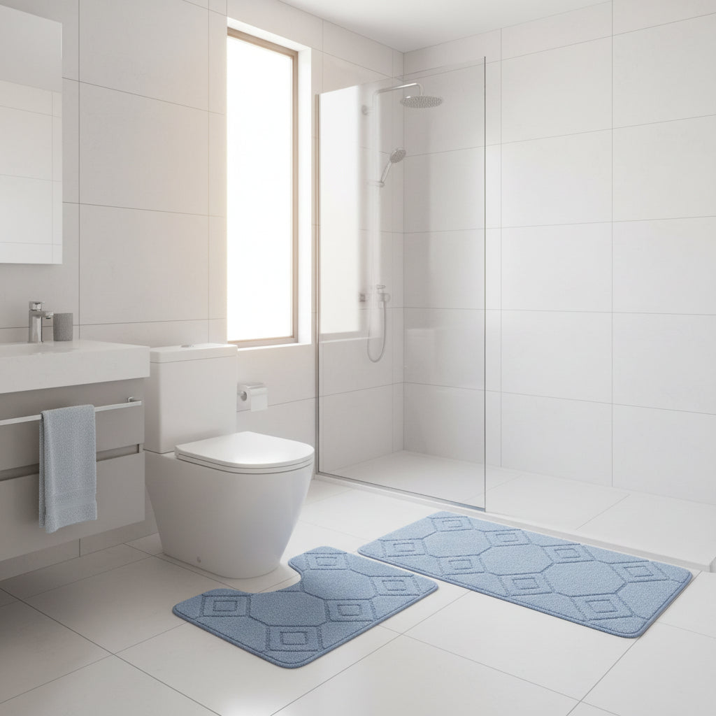 Set baie 2 piese bleu 50 x 80 / 40 x 50 cm - EmaCarpets
