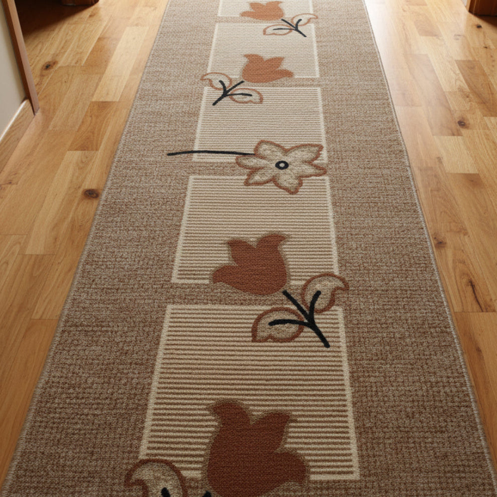 Traversa antiderapanta imprimata Tulip, subtire, latime 67 cm (surfilata) - EmaCarpets