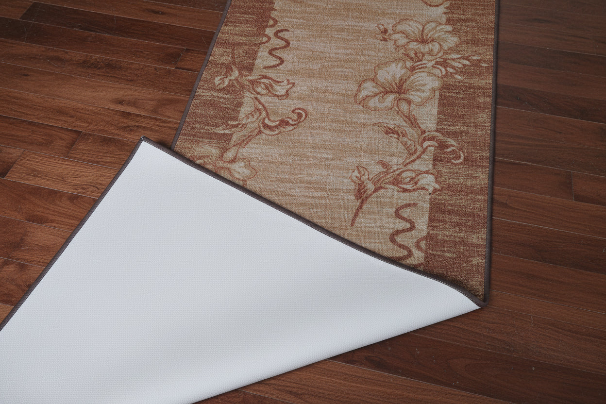 Traversa antiderapanta imprimata Flower, subtire, latime 100 cm (surfilata) - EmaCarpets