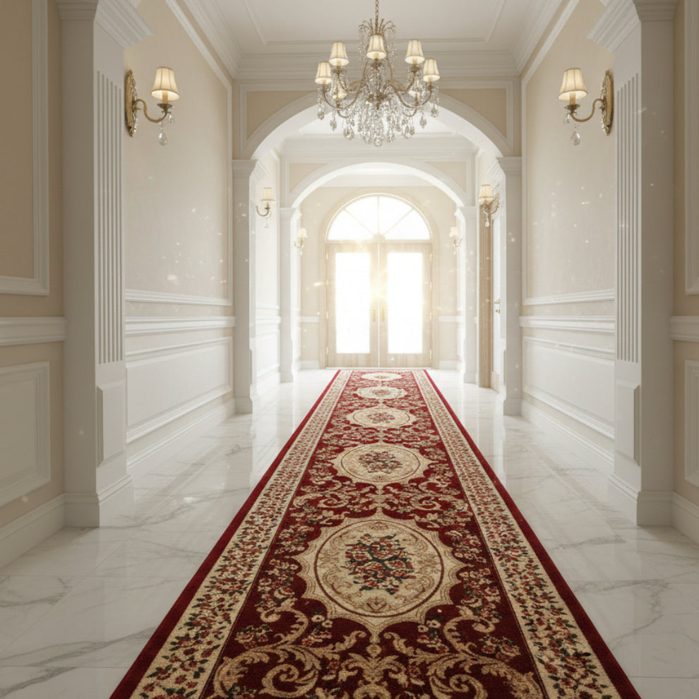 Traversa cu medalion , grena, latime 100 cm (surfilata) - EmaCarpets