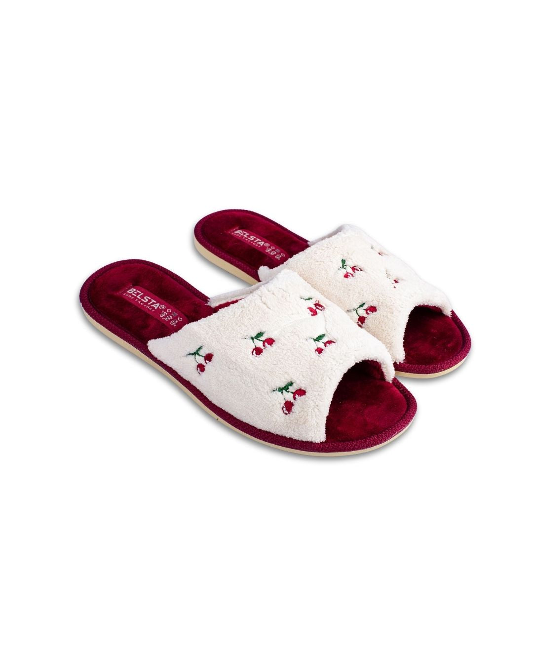 Papuci damă deschiși cireșe