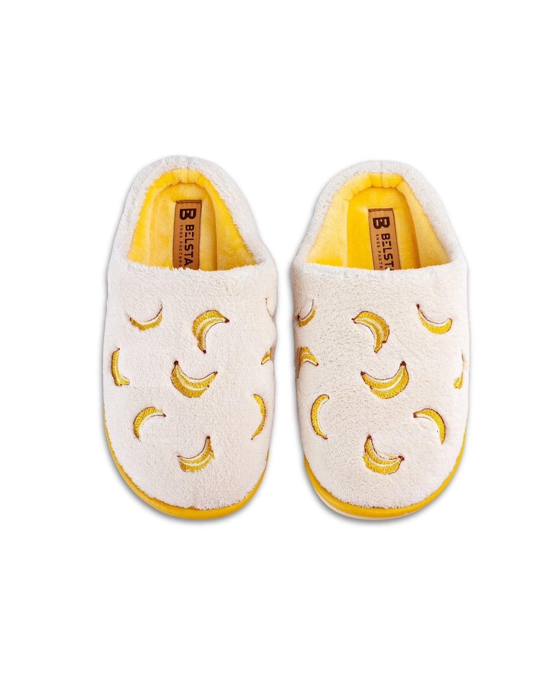 Papuci damă frotir alb banane