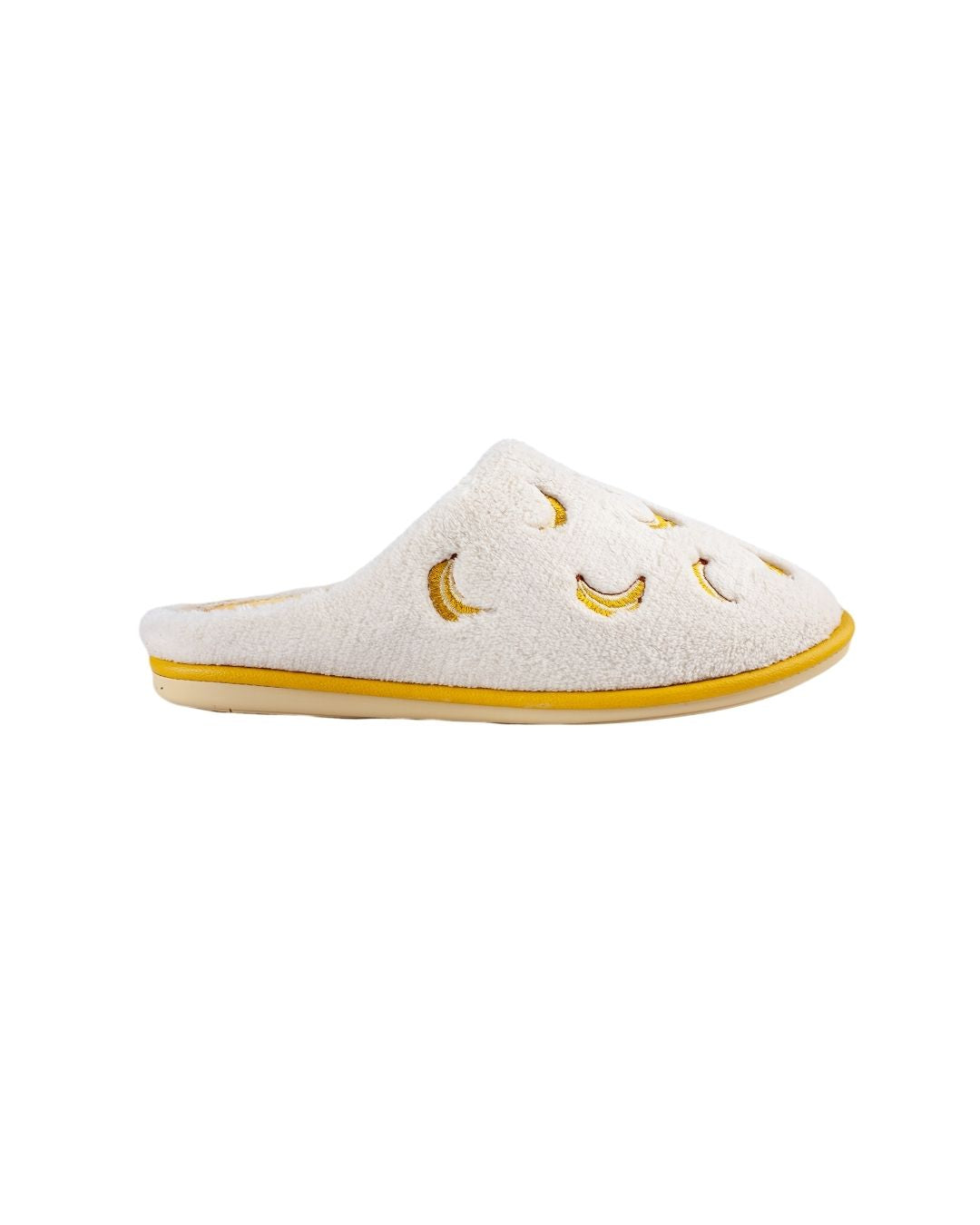 Papuci damă frotir alb banane