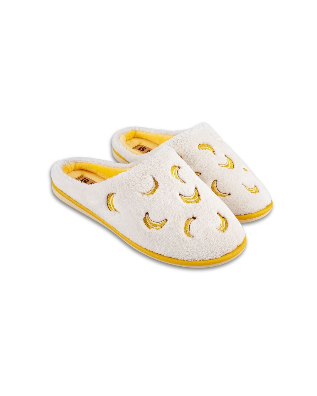 Papuci damă frotir alb banane