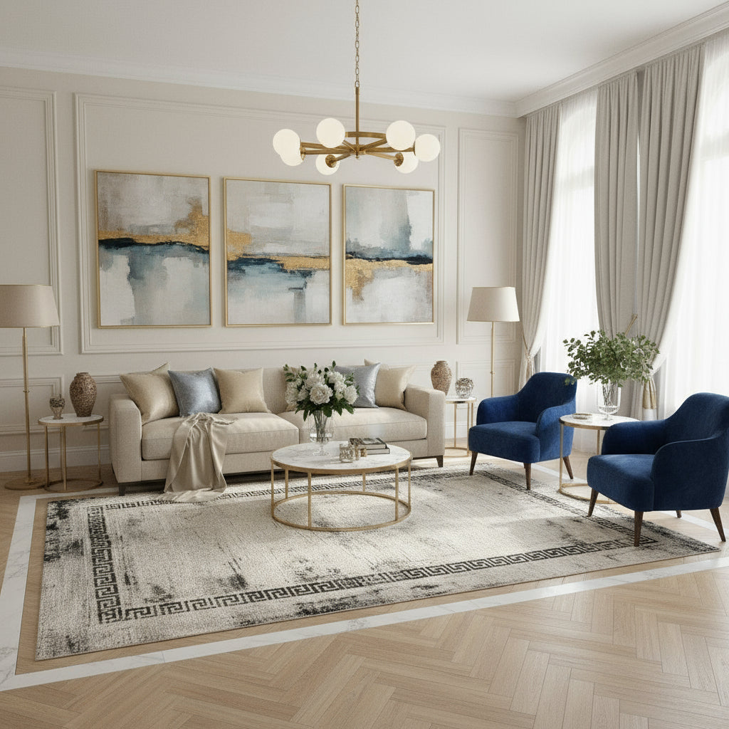 Covor Eva, gri/negru, dreptunghiular - EmaCarpets