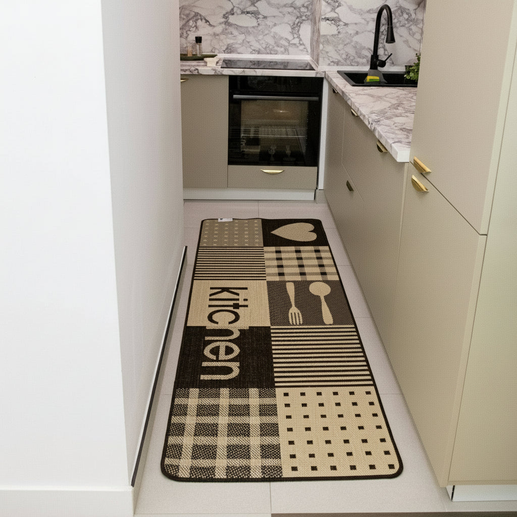 Covor antiderapant Flex, model Kitchen, crem - EmaCarpets