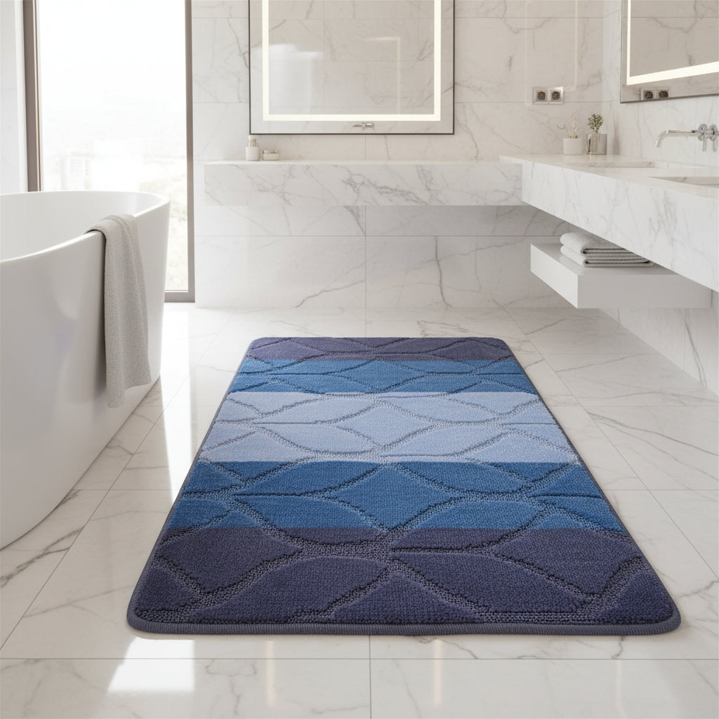 Set baie 2 piese albastru 60 x 100 / 50 x 80 cm - EmaCarpets