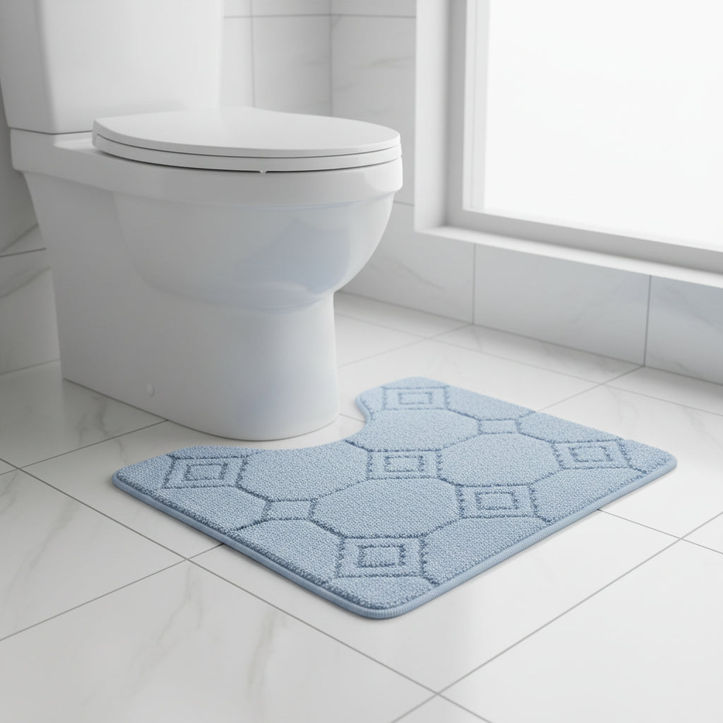 Set baie 2 piese albastru romb 60 x 100 / 50 x 80 cm - EmaCarpets