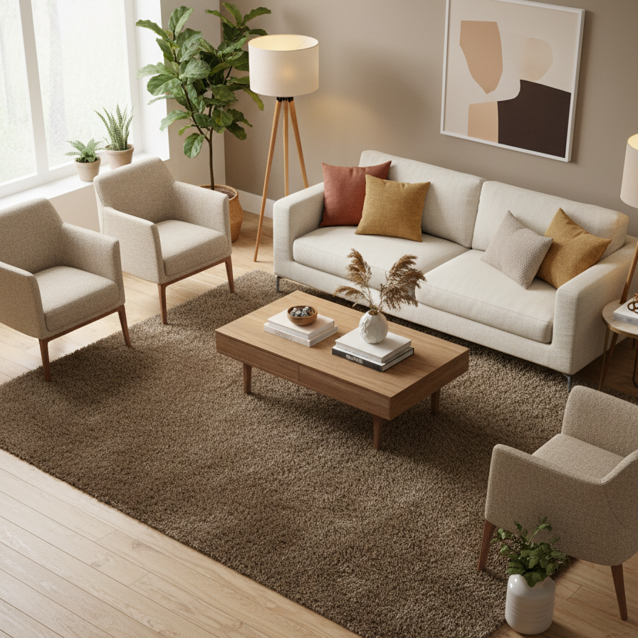 Covor din Microfibra, Sky, maro - EmaCarpets