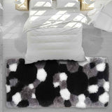 Covor modern matase 3D, gri/negru